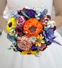 Wildflower Bridal Bouquet Sola Wood Rose Sunflower Artificial Bridesmaid Flowers