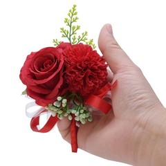 2pc Red Rose Wrist Corsage Set Handmade Artificial Flower for Wedding Prom Party