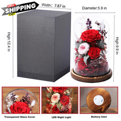 lovenfold Flowers for Delivery Preserved flowers Rose in Glass Red – Winter
