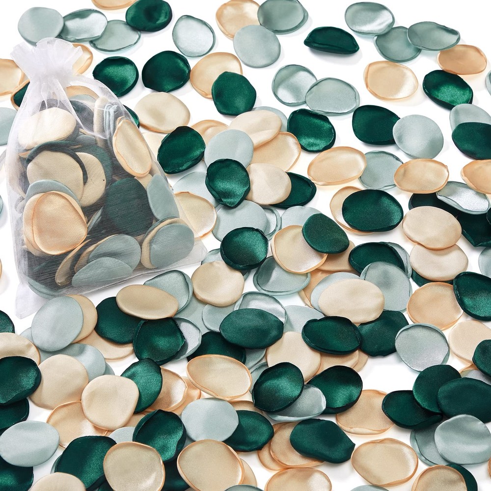 Silk Flower Petals 300Pcs, Wedding Proposal Decor, Green Rose Petals