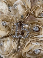 Quinceanera Floral Hand Bouquet – Gold