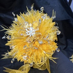 Quinceañera Bouquet Yellow/ Silver with Hair Accessory Ramo Quinceañera Sweet 16