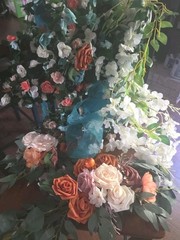 Floral Arch Decorations Set Wedding Shower Party Reception, Fall Colors + Teal