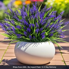 24 Bundles Artificial Lavender Flowers 14 5in UV Resistant Faux Plants Outdoor
