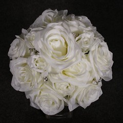 Hand Tied Rose Wedding Bouquet 13″ Wedding Flowers 00243702 Natural White