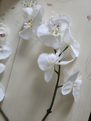 3 Stems Big Artificial Silk Orchid, Home/ Wedding Decoration 27″H Flower 3″ W