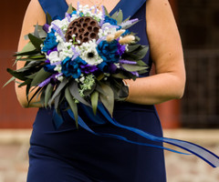 Bride, Maid of Honor Bridesmaid Bouquet Mix dried Eucalyptus wood & Silk flowers
