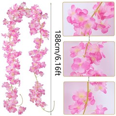 CITYES 2 Pcs Artificial Cherry Blossom Flower Vines Pink-2