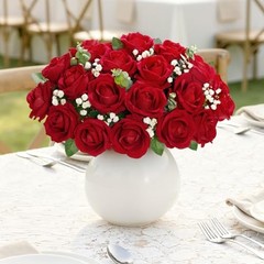 Pcs Artificial Roses Flowers in Bulk, Fake Long Stem Silk Roses for DIY 50 Red