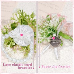 2 Pcs Rose Wrist Corsage Wristlet Band Bracelet & Men Boutonniere Set, Rose H…