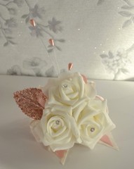 Wrist corsage for wedding prom ball grad. Diamante/pearl/ ribbon bracelet bride
