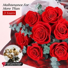 Preserved Flowers Bouquet 7 Roses – Red Real Rose & for Delivery,