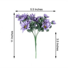 4 LAVENDER 11″ Daisy Bushes Faux SILK FLOWERS Wedding Party Events Home Supplies