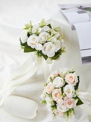 Meldel Ivory Wedding Bouquets for Bride Bridesmaid with Corsage and Boutonnie…