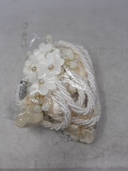 White Satin Floral Wedding Garland with Pearls & Rhinestones – Bridal Décor