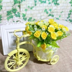 Imitation Décor Rattan Flower Basket Vase Tricycle Bicycle Model Home Garden DIY