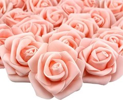Artificial succulents and pink champagne roses wedding bouquet