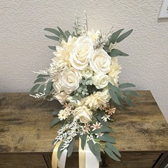 Ansofi Bridal Bouquet Artificial Flowers Silk Rose