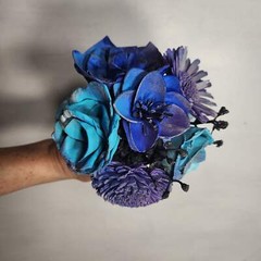 Iridescence Turquoise Purple Royal Blue Sola Wood Bridal Wedding Bouquet Accesso