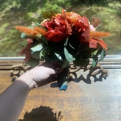 Beautiful Bridal Wedding Bouquet Budget Handmade Faux Flowers Orange Red Yellow
