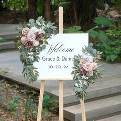 Artificial Wedding Arch Flowers Kit Boho Dusty Rose Blue Eucalyptus Garland