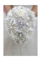 White Hydrangea Drop Brooch Bouquet Silver Wedding Bouquets Crystal Teardrop …