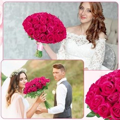 Pcs Roses Artificial Flowers, Silk Artificial Flowers Petals Long 150 Hot Pink
