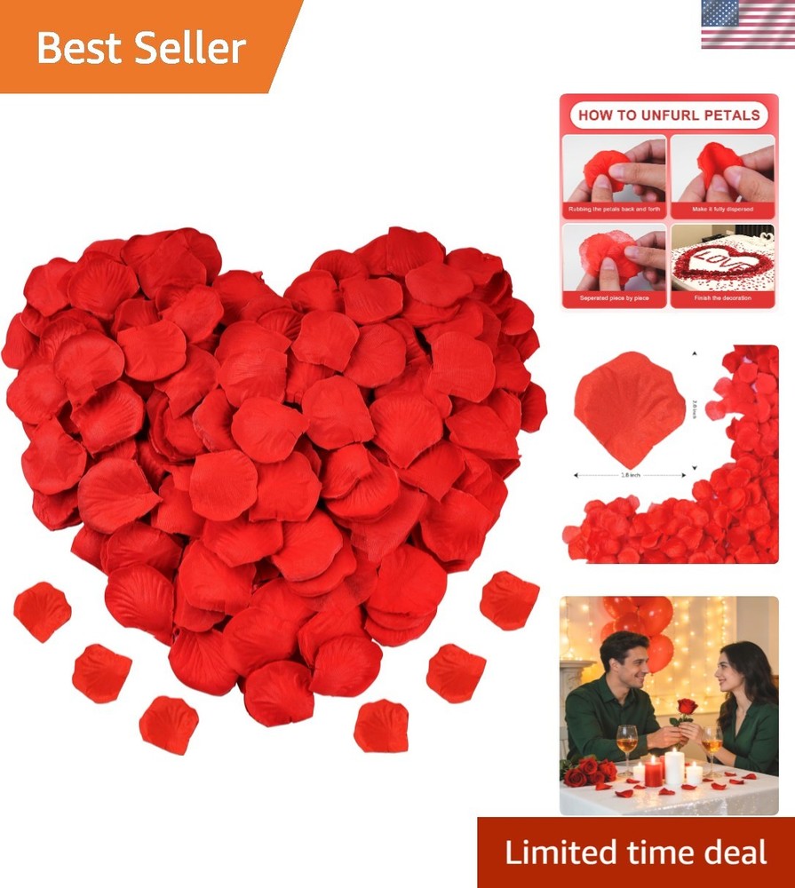 1200 PCS Red Artificial Silk Rose Petals for Elegant Weddings & Romantic Nights