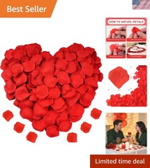 1200 PCS Red Artificial Silk Rose Petals for Elegant Weddings & Romantic Nights