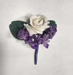 Eggplant Ivory Rose Calla Lily Sola Wood Bridal Wedding Bouquet Accessories