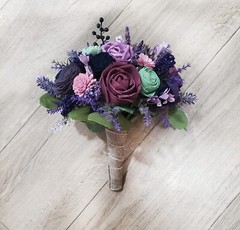Purple Bridal Bouquet Sage Green Plum Lavender Sola Wood Flower Navy Bridesmaid