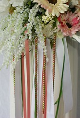 Peach Pink Garden Boho Silk Wedding Bouquet