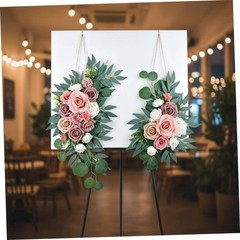 2 Pieces Nuptial Welcome Sign Ornamental Swag Reusable Artificial Flower Swag