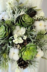 Frosted Winter Succulent Silk Wedding Bouquet