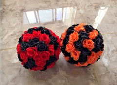 Black & Red Rose Flower Ball Pomander Wedding Ball Kissing Ball 11-12 inches