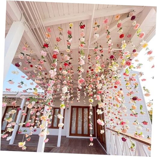Suncalla 12 Pcs 70.8 ft Wildflower Garland Pre Strung Multi Color Blossom