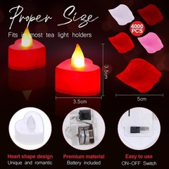 4000 Pcs Artificial Rose Petals & 24 LED Tea Lights for Romantic Decor
