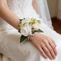 2 Pcs Prom Wrist Corsage Artificial Flowers Faux Pearl Bride Bridesmaid Brace…