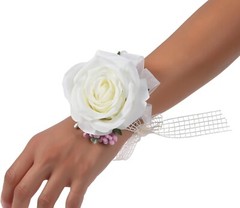 Corsage Set of 2, Ivory Rose Corsages for Wedding,….B26