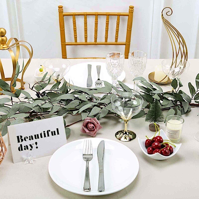 60-Inch long Frosted Green Artificial Willow Leaves Garland Wedding Decorations