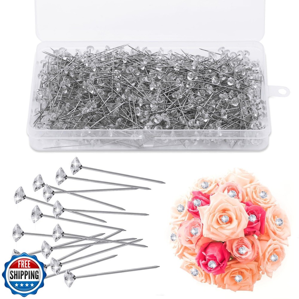 ZXIIXZ 700 Pcs Diamond Boutonniere Pins, 1.5 Inch Flower Straight Rhinestones
