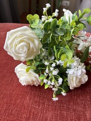 Artificial Bridal Bouquet + 2 Coursage Handmade