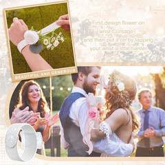 12 Pieces Corsage Wristlet Bracelets Slap Corsage Band Floral Slaplets Wedding B