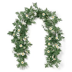 Artificial Daisy Garland Decorative Fake Flower Vine Hanging 5.6Ft White-2pcs