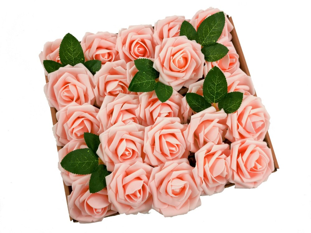 50/25 white Artificial Flower Real Looking Foam Roses Decoration DIY for Wedding