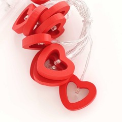 5 ft Red Wooden Heart LED Fairy Lights Garland Party Event Decorations Supplies