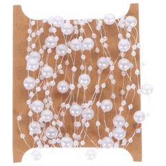 2 Rolls White Pearl Strings Garland Beads Wreath for Wedding Bouquet Crafts