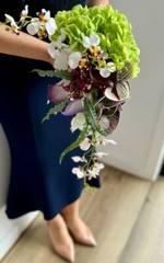 Artificial real touch hydrangea wedding bouquet with orchid, lily, anthurium
