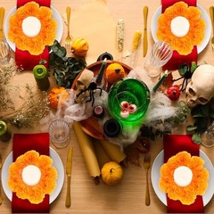 12 Pcs Day of The Dead Candle Rings Wreaths 6 Inch Artificial Orange Floral