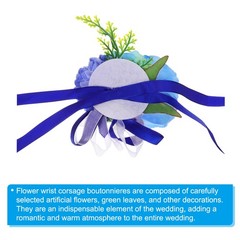 2Pcs Artificial Corsage Wristlet Flower Wrist Prom Corsage Light Blue